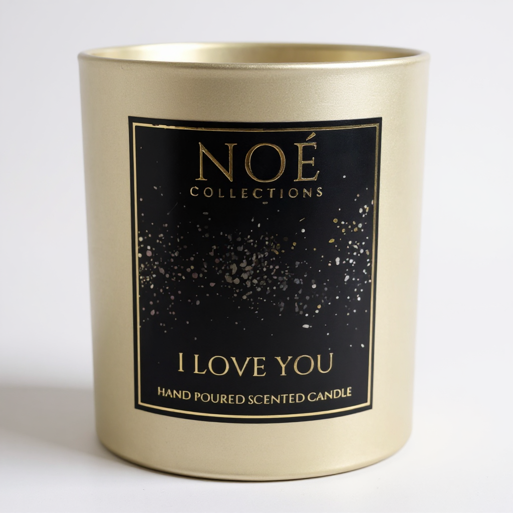 I Love You Gold Jar geurkaars – stijlvolle cadeaukaars in gouden glas