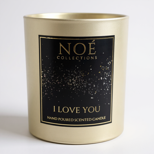 I Love You Gold Jar geurkaars – stijlvolle cadeaukaars in gouden glas